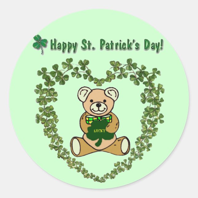 Rond Sticker pour ours de la Saint Patrick (Devant)