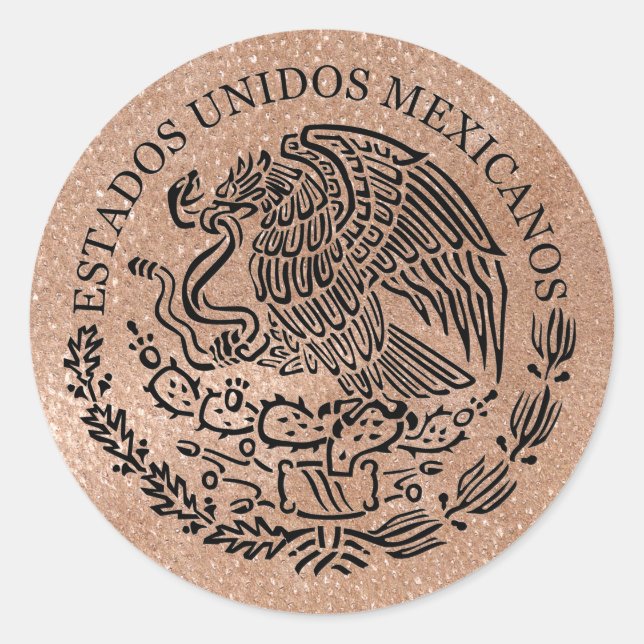 Rond Sticker pour passeport Gold Mexico Rose (Devant)