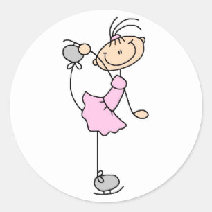 Rond Sticker Pour Patineuse De Glace Rose