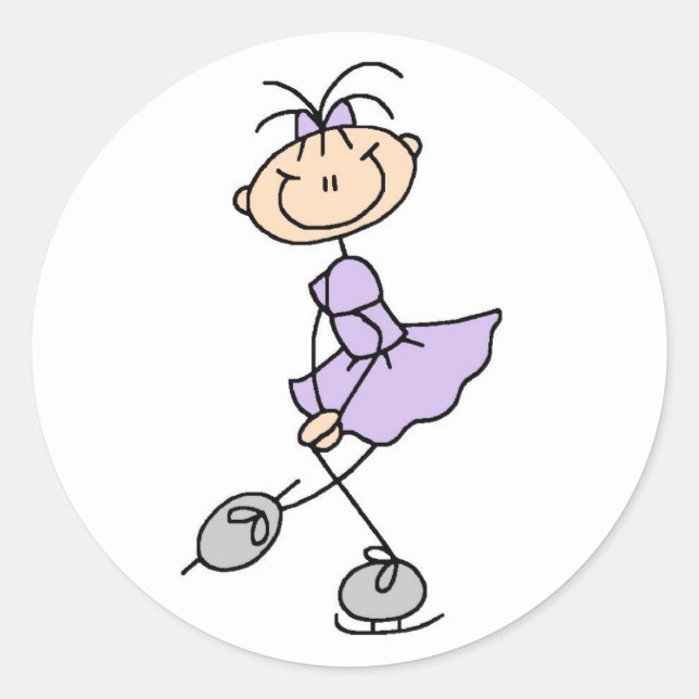 Rond Sticker Pour Patineuse Sur Glace À Lilac (Devant)