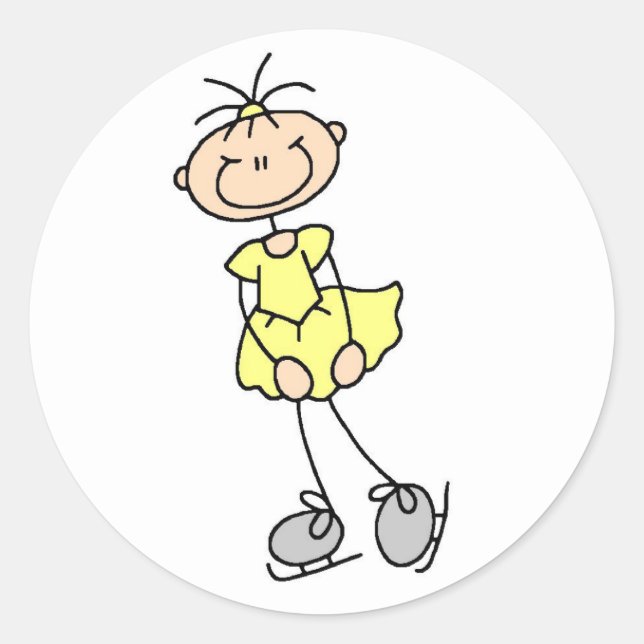 Rond Sticker Pour Patineuse Sur Glace Jaune (Devant)