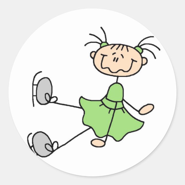 Rond Sticker Pour Patineuse Sur Glace Verte (Devant)
