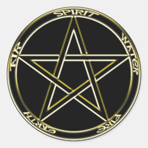 Rond Sticker pour Pentagramme Terre, Air et Feu