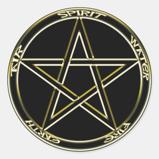 Rond Sticker pour Pentagramme Terre, Air et Feu (Devant)