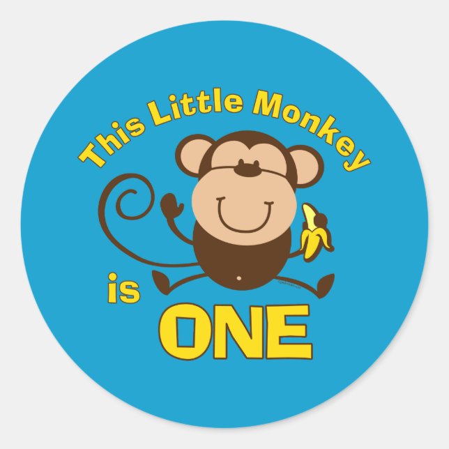Rond Sticker pour petit singe 1er anniversaire (Devant)