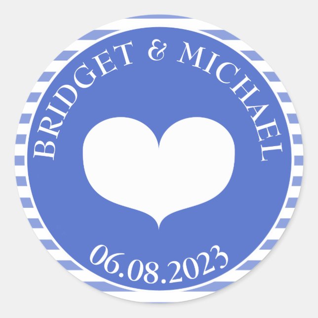 Rond Sticker pour phoque bleu marine de mariage personn (Devant)
