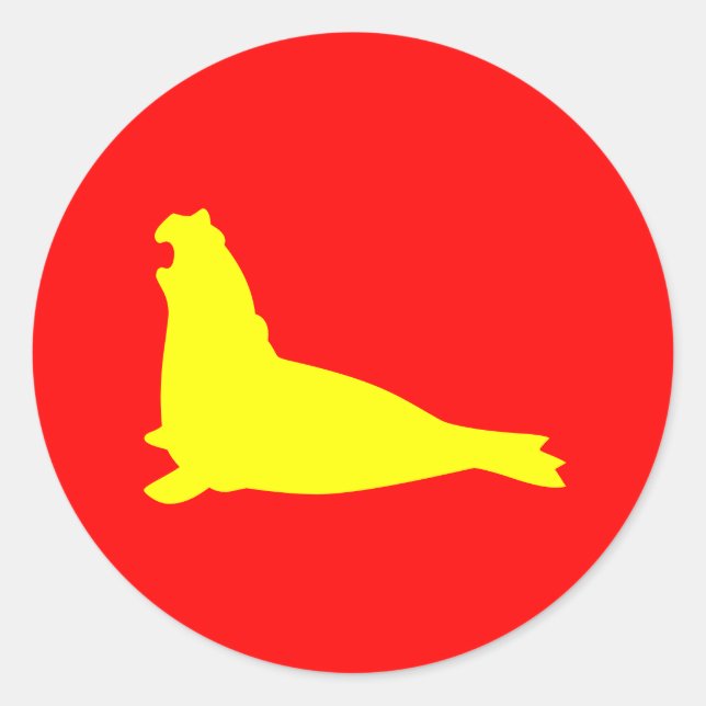 Rond Sticker pour phoque éléphant Rouge jaune (Devant)