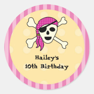 Rond Sticker pour phoque Fille Pirate