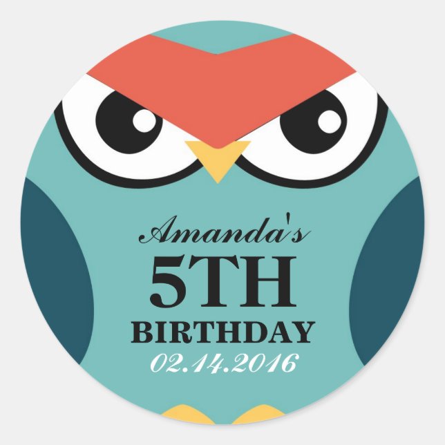 Rond Sticker pour phoque Invitation Anniversaire (Devant)