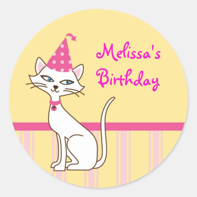 Rond Sticker pour phoque Kitty Cat Favoriser (Devant)