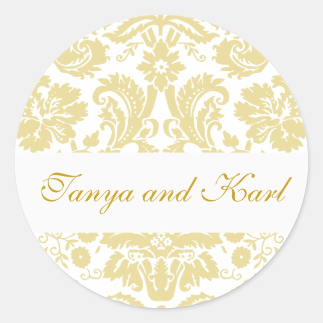 Rond Sticker pour phoque Mariage damassé pour mariée en (Devant)