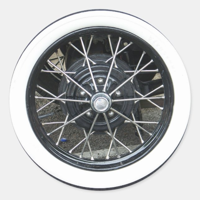 Rond Sticker pour pneus vintage Crome brillant (Devant)