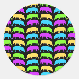 Rond Sticker pour porcs multicolores
