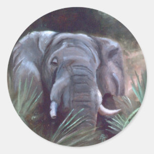 Rond Sticker pour portrait éléphant