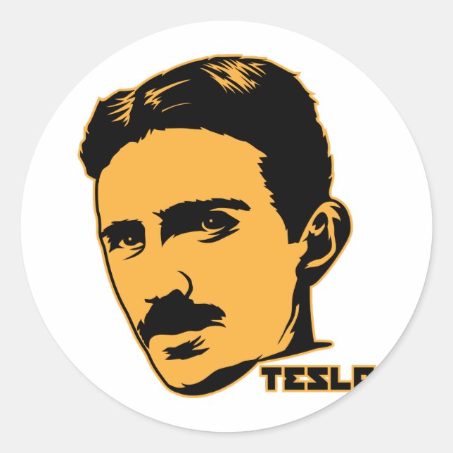Rond Sticker pour portrait Nikola Tesla (Devant)