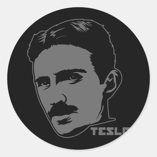 Rond Sticker pour portrait Nikola Tesla (Devant)