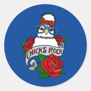 Rond Sticker pour poulet en soie de Chicks Rock