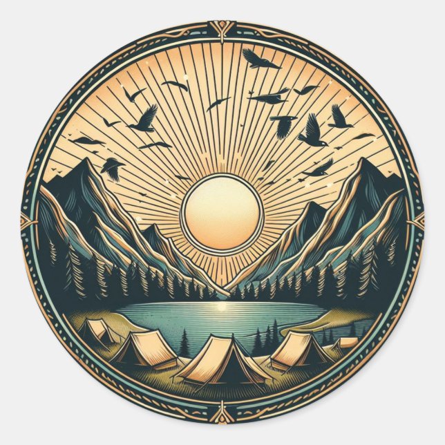 Rond Sticker pour Randonnée extérieur (Devant)