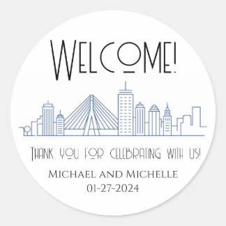 Rond Sticker pour sac de bienvenue Mariage de Boston