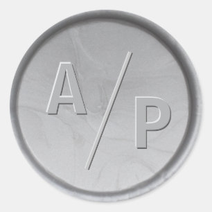 Rond Sticker pour sceau de cire argentée des initiales 