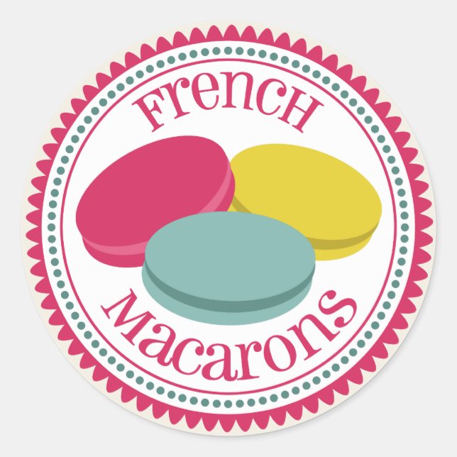 Rond Sticker pour sceau d'enveloppe Macarons français (Devant)