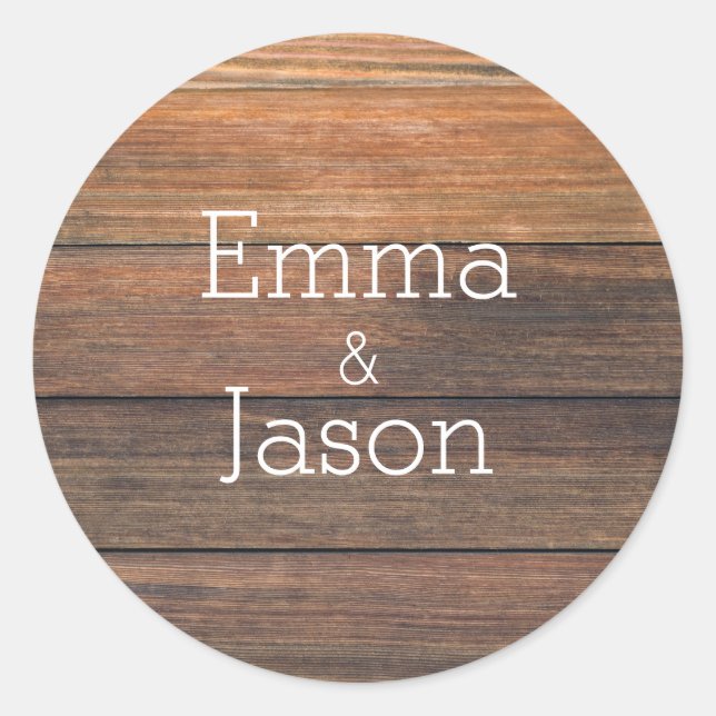 Rond Sticker pour sceau Mariage pour grains de bois (Devant)