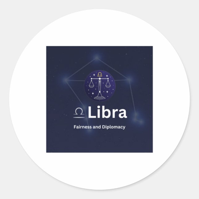 Rond Sticker pour signes diacritique Libra Zodiac (Devant)