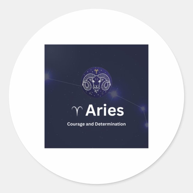 Rond Sticker pour signes Zodiac Aries (Devant)
