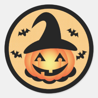 Rond Sticker pour sorcière citrouille