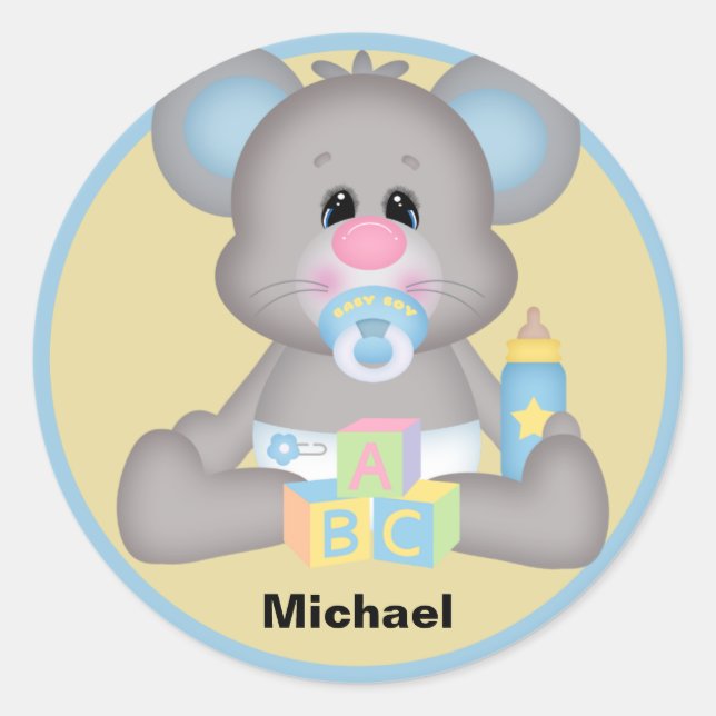 Rond Sticker pour souris bébé personnalisé (Devant)