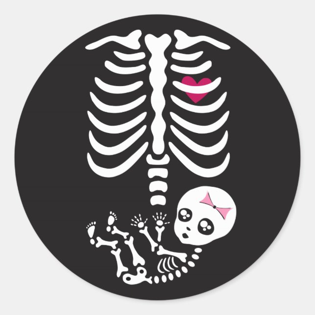 Rond Sticker pour squelette de maman et bébé Halloween (Devant)
