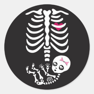 Rond Sticker pour squelette de maman et bébé Halloween