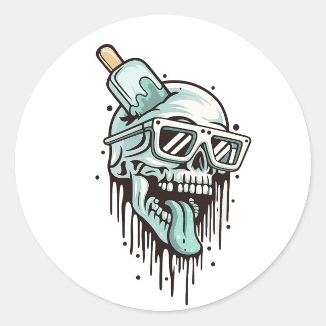 Rond Sticker pour Sweat - shirt à capuche de crâne cool (Devant)
