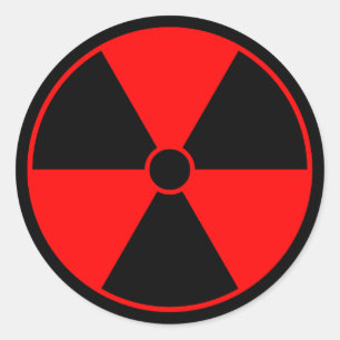 Rond Sticker pour symbole de rayonnement rouge