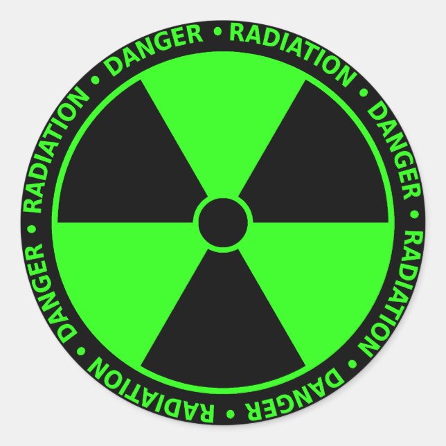 Rond Sticker pour symbole de rayonnement vert (Devant)