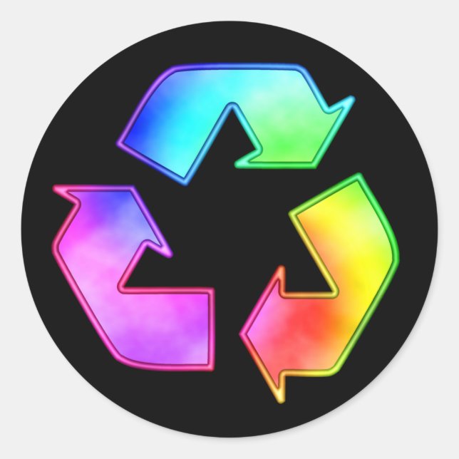 Rond Sticker pour symbole de recyclage multicolore (Devant)