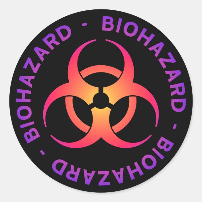 Rond Sticker pour symbole de risque biologique (Devant)