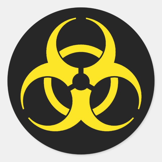 Rond Sticker pour symbole de risque biologique jaune (Devant)