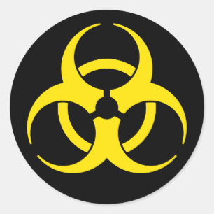 Rond Sticker pour symbole de risque biologique jaune