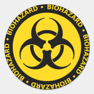 Rond Sticker pour symbole de risque biologique jaune