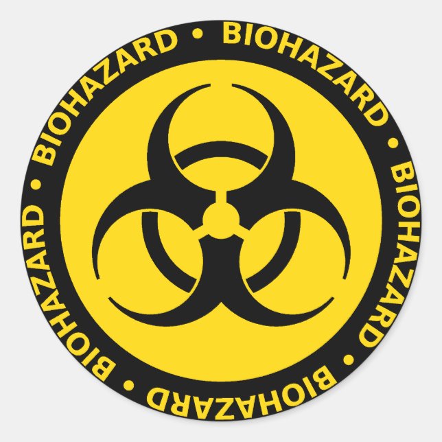 Rond Sticker pour symbole de risque biologique jaune (Devant)