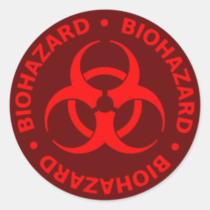 Rond Sticker pour symbole de risque biologique rouge
