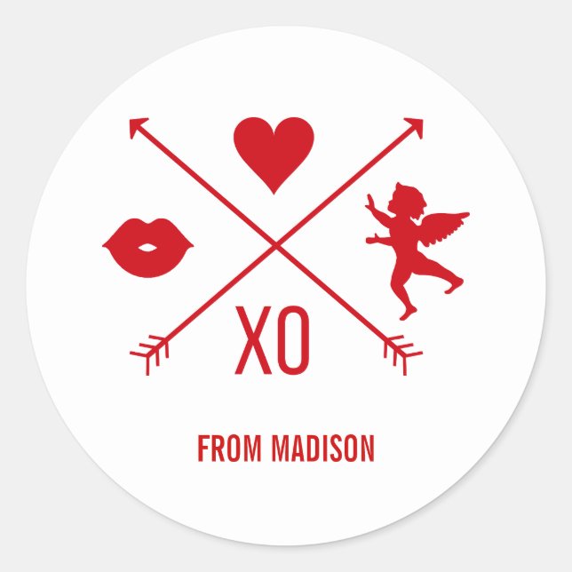 Rond Sticker pour Symboles de Saint Valentin (Devant)