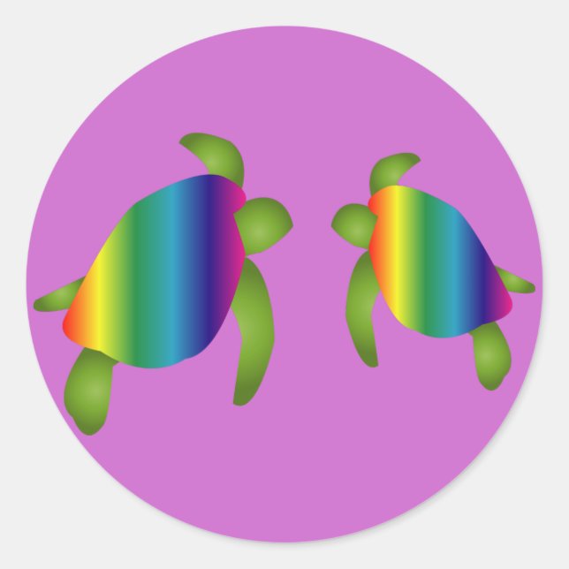 Rond Sticker pour tortues arc-en-ciel (Devant)