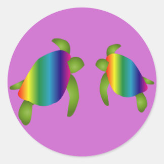 Rond Sticker pour tortues arc-en-ciel