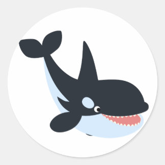 Rond Sticker pour tueur de baleines caricaturales sympa