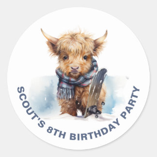Rond Sticker pour vaches Highland Snowboard personnalis