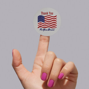 Rond Sticker pour vétéran du drapeau américain Merci