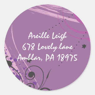 Rond Sticker pour violet chaud Adresse de retour Sceau