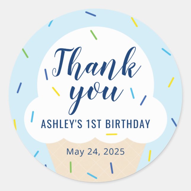 Rond Sticker préféré de la crème glacée garçon (Devant)